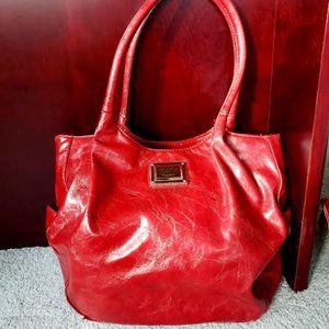 Nicole Miller Red leather Boho Purse
